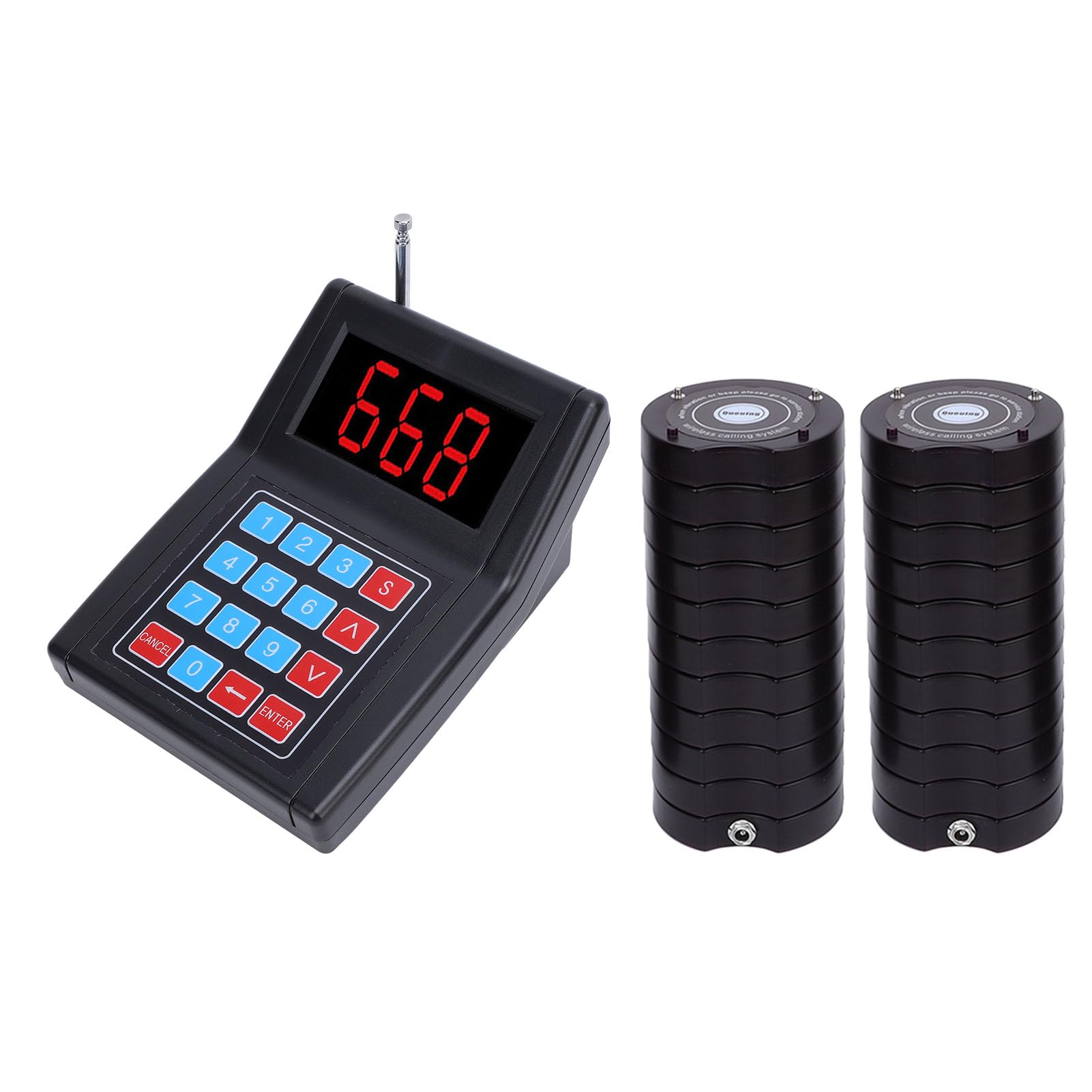 Restaurant Pagers 20 Order Buzzers for Servers Guest Paging System Queuing Calling Beepers SU-668 (Black)