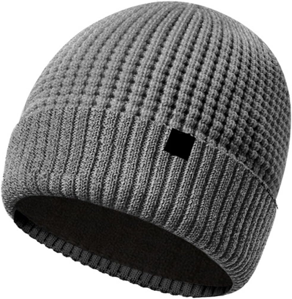 Warm Winter Caps Double Layered Velvet Reflective Knitted Hat for Outdoor for Men Women