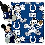 Northwest Indy Colts Football 40x50 Throw and Hugger Mickey Character Pillow Combo Set