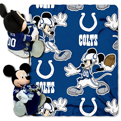 Northwest Indy Colts Football 40x50 Throw and Hugger Mickey Character Pillow Combo Set