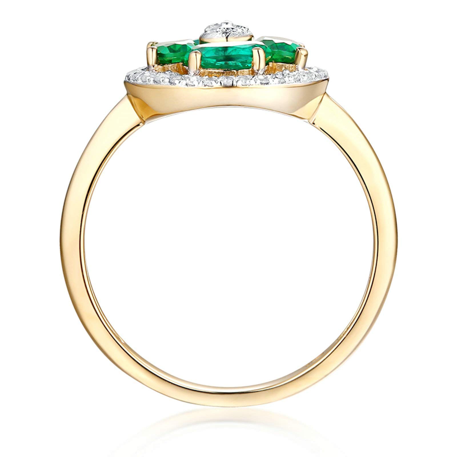 Beydodo Pierścionek damski złoty 750 Diamond Halo ze szmaragdem 0,66 ct pierścionek zaręczynowy złoty pierścionek ślubny e 18 karatów (750) żółte złoto, 54 (17,2), colore: złoto, cod. TLLWGZ2859
