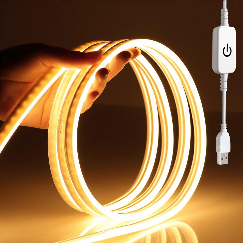 Honebear LEDテープライト バー USB キッチン 棚下 高輝度 1M 昼光色 電球色 間接照明 led 調光 室内 キャビネット 工事不要 貼付け式