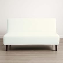 Futon Covers 100% Egyptian Cotton Slipcovers - Foldable Armless Sofa Cover - Full 54"x 75", 10 in Drop Mattress Cover for Sofa Bed - Zipper Closure Couch, Ivory