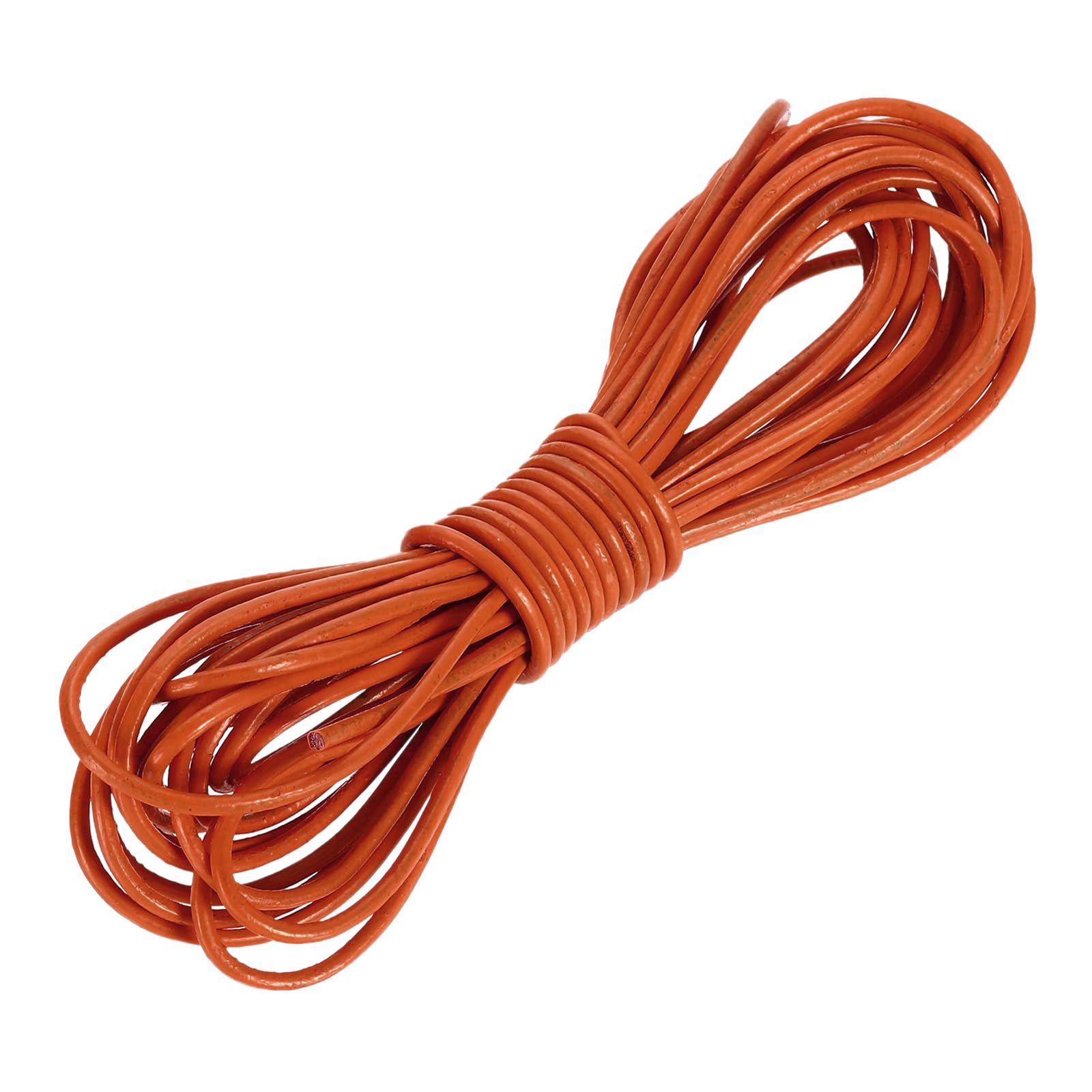 sourcing map Round Leather Cord, 5.5 Yard 2 Mm Leather String Strips Lacing for DIY Crafts Making Bracelet Purse Strap, Orange Red