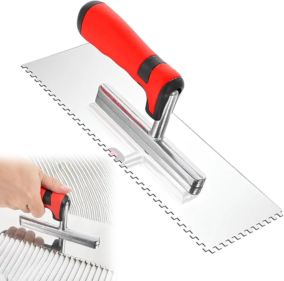 Desempenadeira Dentada Dentes Finos 4MM Forte Soldada Sem Parafuso Aço Cabo Ergonômico Revestimento Porcelanato Alta Qualidade (Desempenadeira Dentes 4MM)