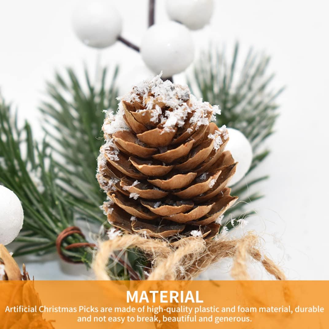 White Berry Stems 20PCS Artificial Pine Picks Christmas Berries Picks for Wreath Making, Garland Decoration, Xmas Tree Ornaments and Holiday Floral Arrangements
