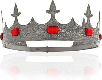 CURASA Black King Crowns for Men Birthday Metal Royal King Prince Costume for Men Big Prince Crown with Red Gem Crystal Tiara for Prom Halloween Cosplay