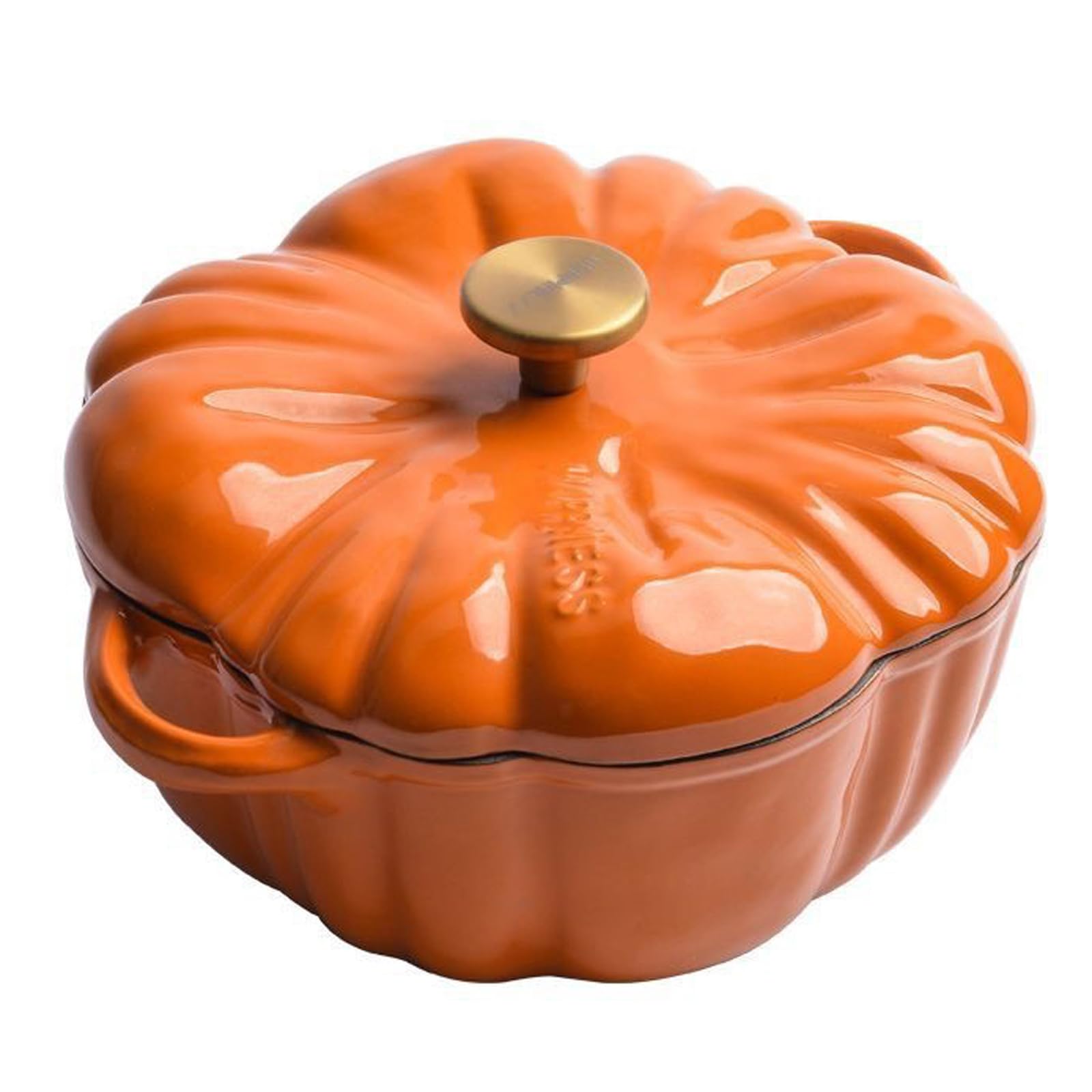 Four à fonte en fonte de 1,5 L orange avec couvercle citrouille et émail antiadhésif 16x8 cm