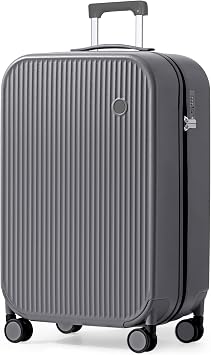 mixi 26 Inch Large Checked Luggage PC Hardshell Suitcases with Wheels for Travel Woman Men, Rock Gray