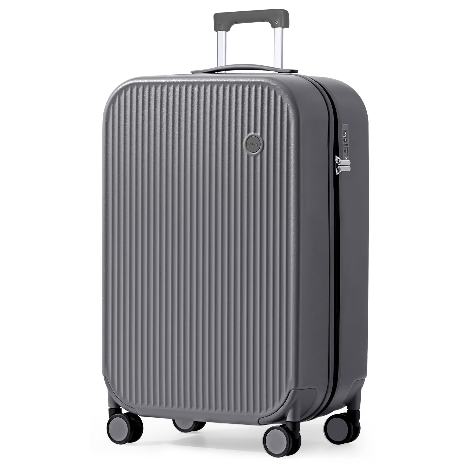 mixi 26 Inch Large Checked Luggage PC Hardshell Suitcases with Wheels for Travel Woman Men, Rock Gray
