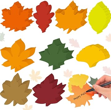 PerKoop 153 Pcs Fall Paper Cutouts for Bulletin Boards, Autumn Assorted Colors Cutouts with Glue Point for Teacher Art DIY Scrapbook, Posters, and Wall DecorMaple Leaf