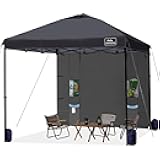 10x10 Easy Pop Up Canopy Tent with Sidewalls, Instant Outdoor Shade Shelter with Removable 10FT Sun Walls, Quick Setup Waterproof and UV-Resistant for Patio (Black, 1 sidewall)