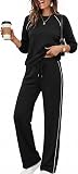Ekouaer Ekoauer Lounge Sets Black XX-Large – Black two-piece lounge set