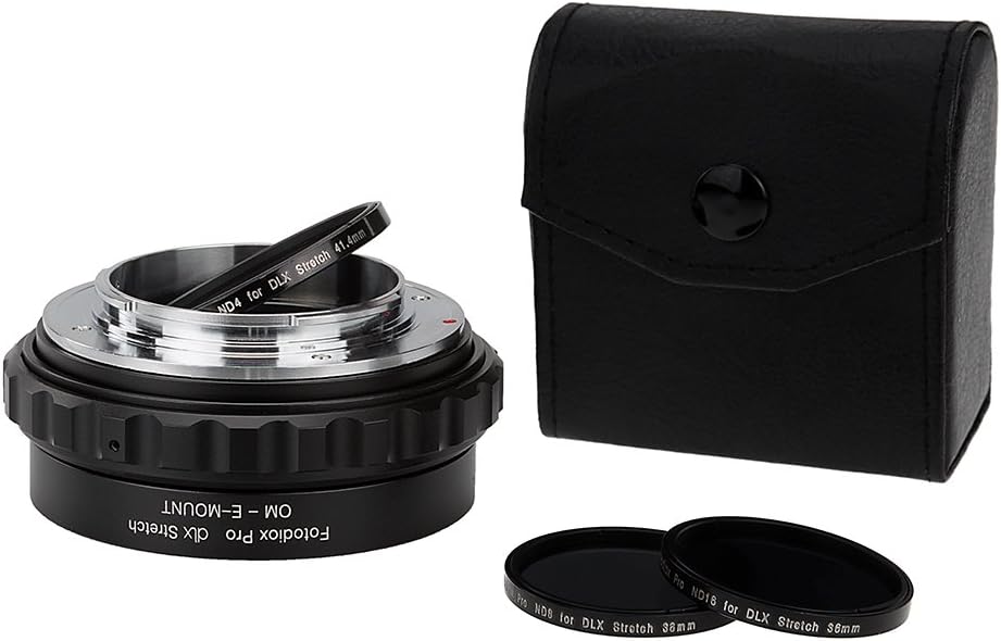 Flash Sale Fotodiox DLX Stretch Lens Mount Adapter - Olympus Zuiko (OM) 35mm SLR Lens to Sony Alpha E-Mount Mirrorless Camera Body with Macro Focusing Helicoid and Magnetic Drop-in Filters