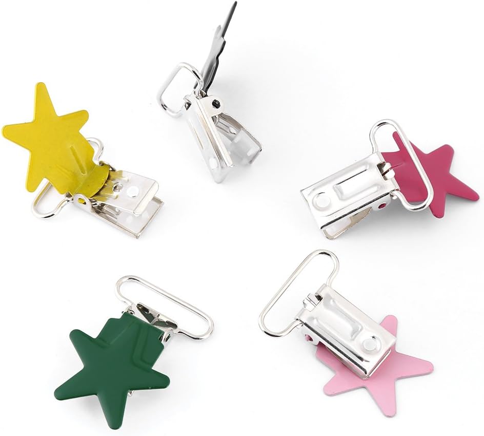 Pacifier Clips, 10Pcs Durable Round Suspender Braces Pacifier Strap Holder Clip DIY Making Supplies