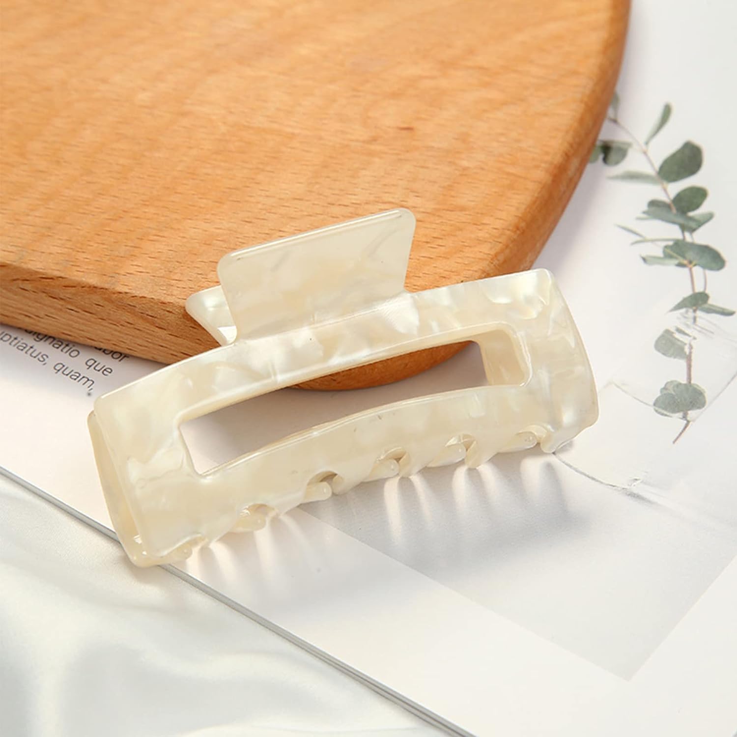 White Hair Clips for Women Thick Hair Large Claw Clips for Thin Hair Big Square Hair Clip for Long Curly Hair Strong Hold Jaw Clip Fashion Hair Accessories for Women - Image 2