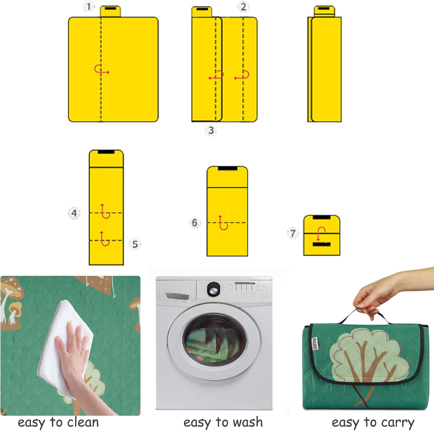 Large Beach Blanket Waterproof Sandproof Picnic Blankets Outdoor Blanket Foldable Beach Mat Sandfree with Carry Strap Lightweight Beach Blankets fit 2-4 Adults for Beach Camping Grass Lawn Park