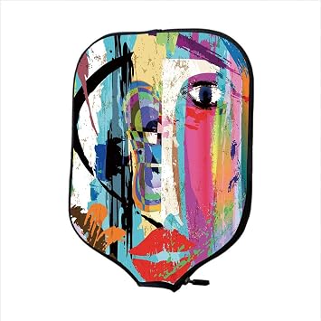 Pickleballs Paddles Rackets Cover Case, Abstraction, Woman Face Art, Multicolor, Fit for Most Rackets - Protect Your Paddles
