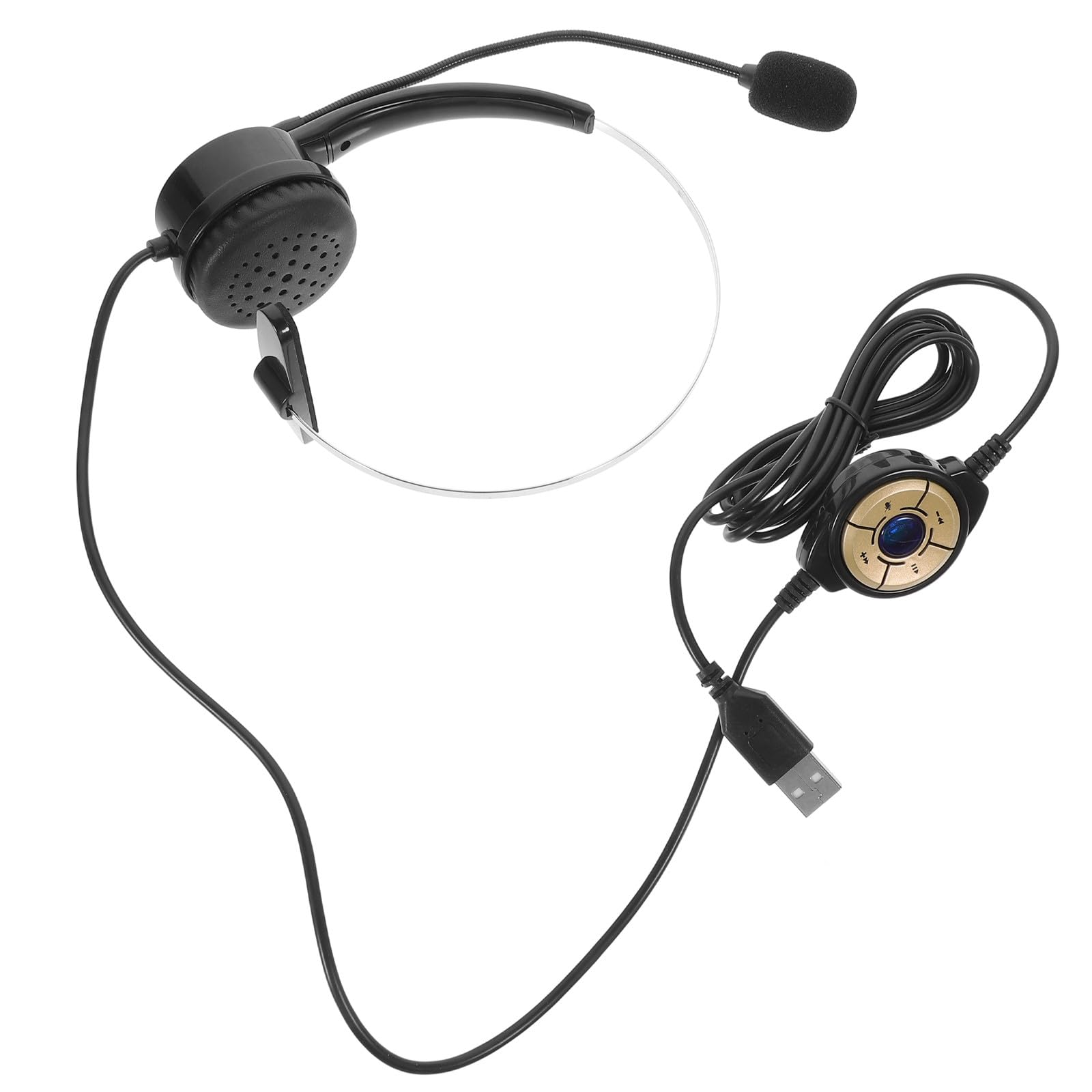 USB Wired Single-Ear Computer Headset with Microphone Noise-reducing Telephone Headphone for Call Centers Online Courses Skype Chats Compatible with Laptop Mobile Devices-image-46