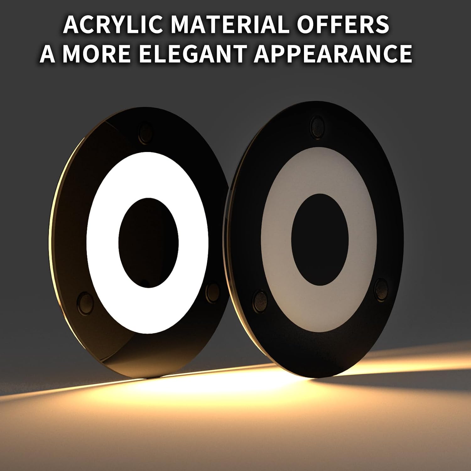 acegoo 12V LED Ceiling Dome Light, RV Acrylic Disk Light for RV Boat Motorhome Travel Trailer, 4-3/4 Inch Surface Mount Black Finish (3000K Warm White)