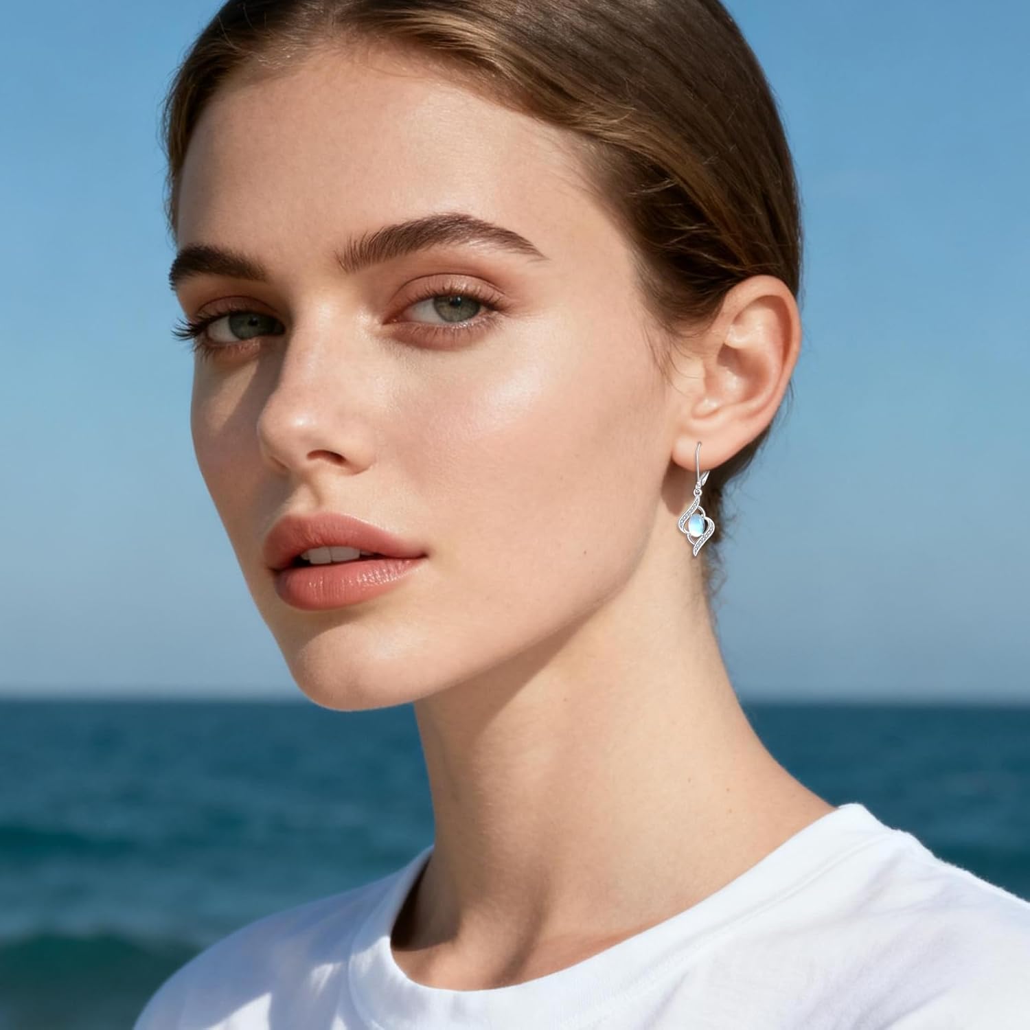 Moonstone Dangle Earrings 925 Sterling Silver Moonstone Earrings Jewelry for Women Sterling Silver Drop Earrings - Image 2