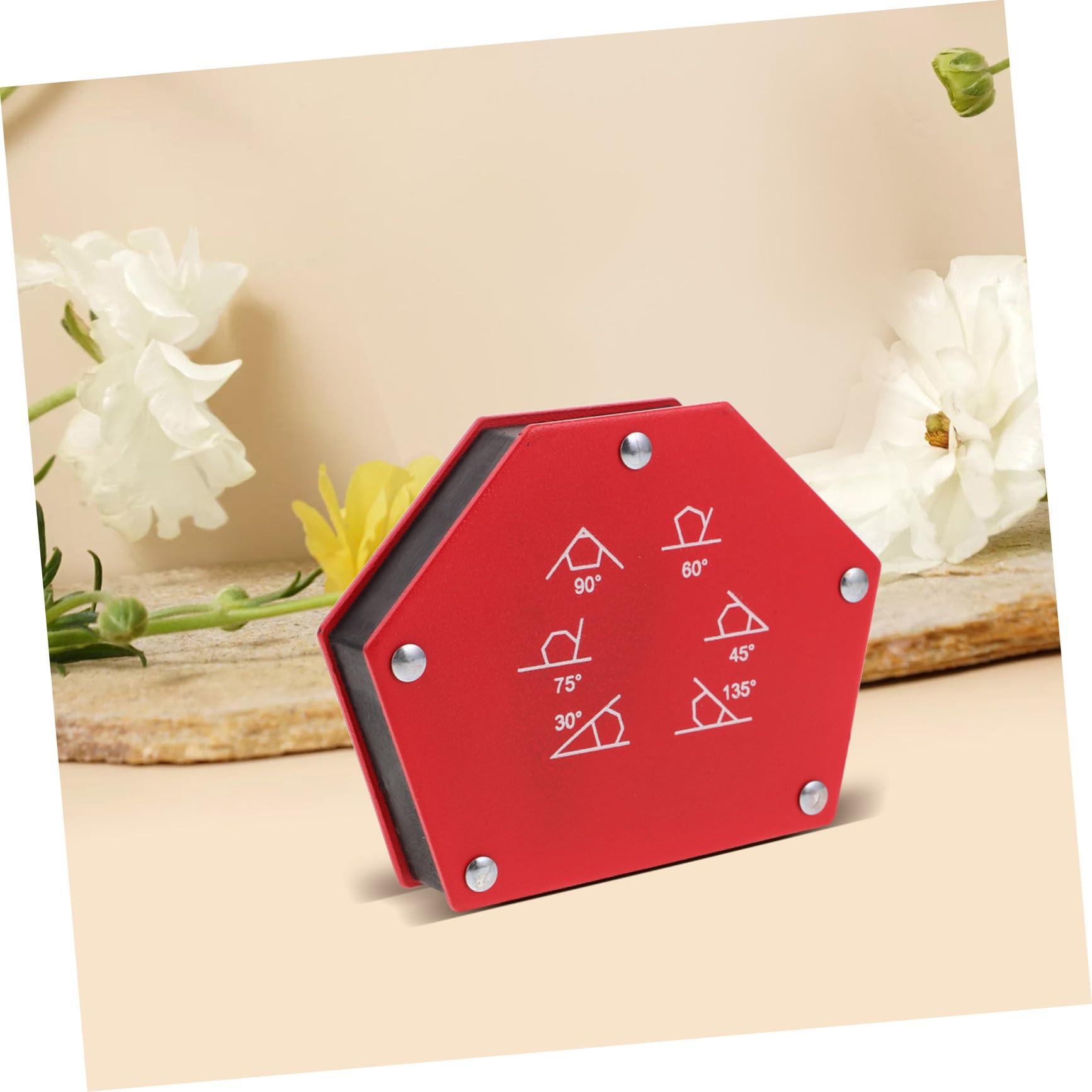 SEWACC Accesorio de soldadura abrazadera de tierra de soldadura magnética imán de ángulo soporte de imán de ángulo magnético acero rojo