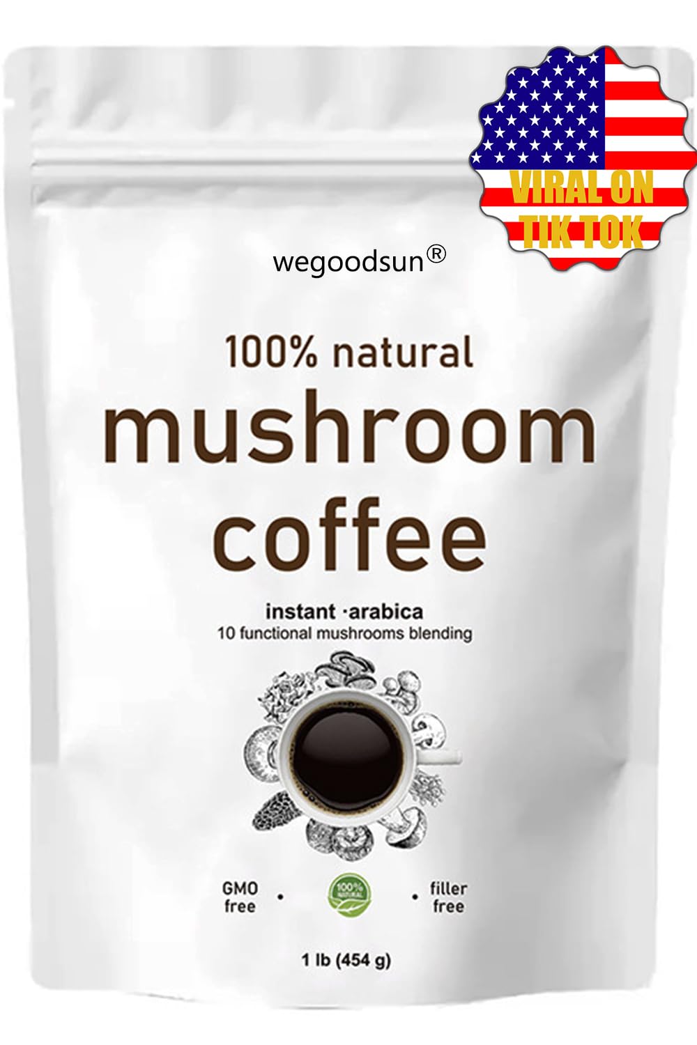 Organic Mega Mushroom 10 in 1 Complex Formula Powder for Immune System Booster, 10 Ounce (284 Days Supply), Chaga, Lions Mane, Cordyceps, Reishi & More, Filler Free, Vegan