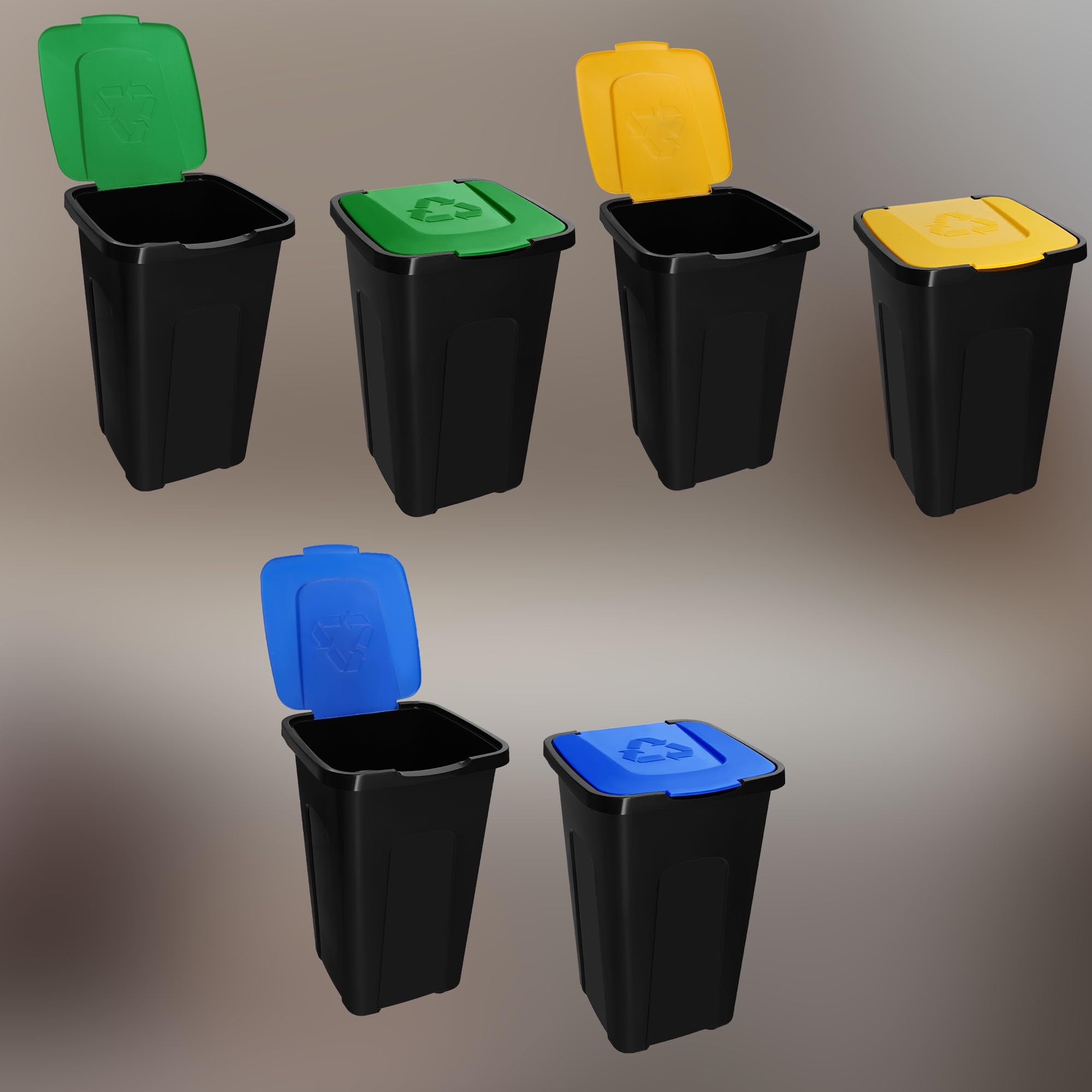 KOTARBAU® Set 3 Poubelles Tri Sélectif 50L | Poubelle Jaune | Poubelle Cuisine 50 litres Tri Sélectif | Poubelle Extérieur 50L | Poubelles de Recyclage | Poubelle Tri Sélectif 50L | Poubelle Jaune