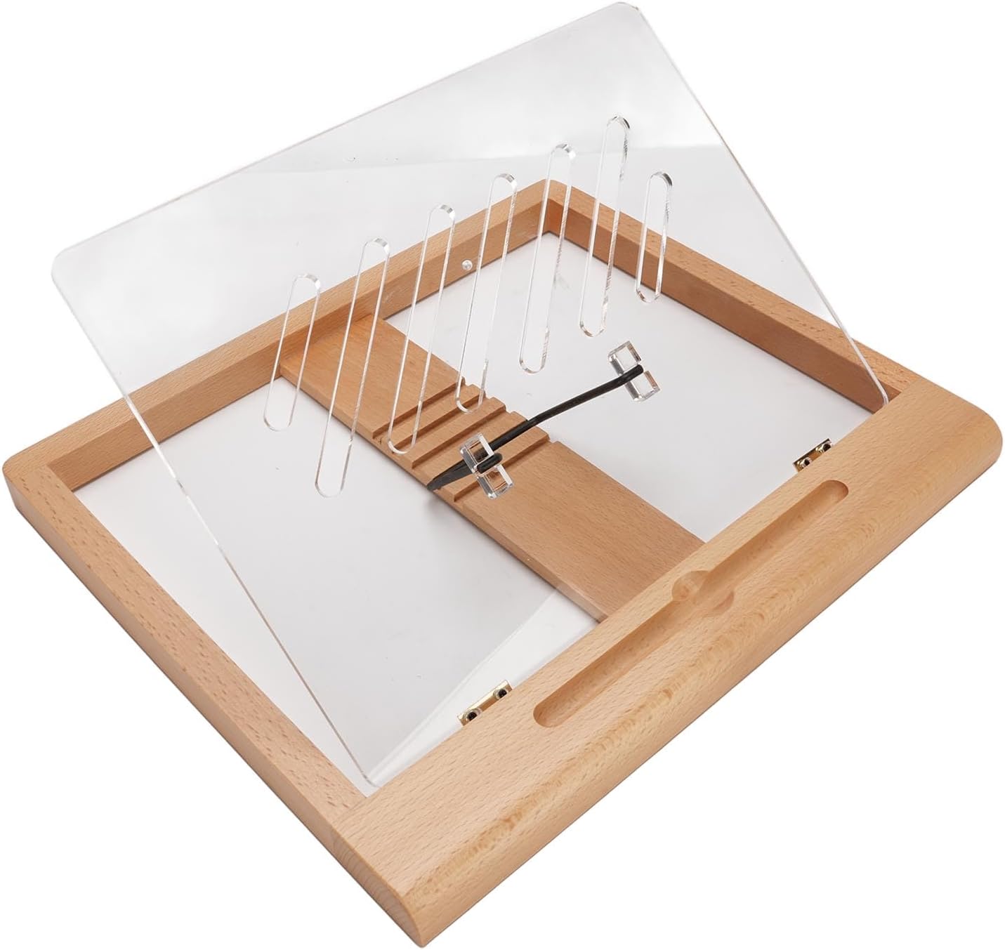 Estink Tablet Stand, 5 Angle Wooden Holder with Pencil Slot