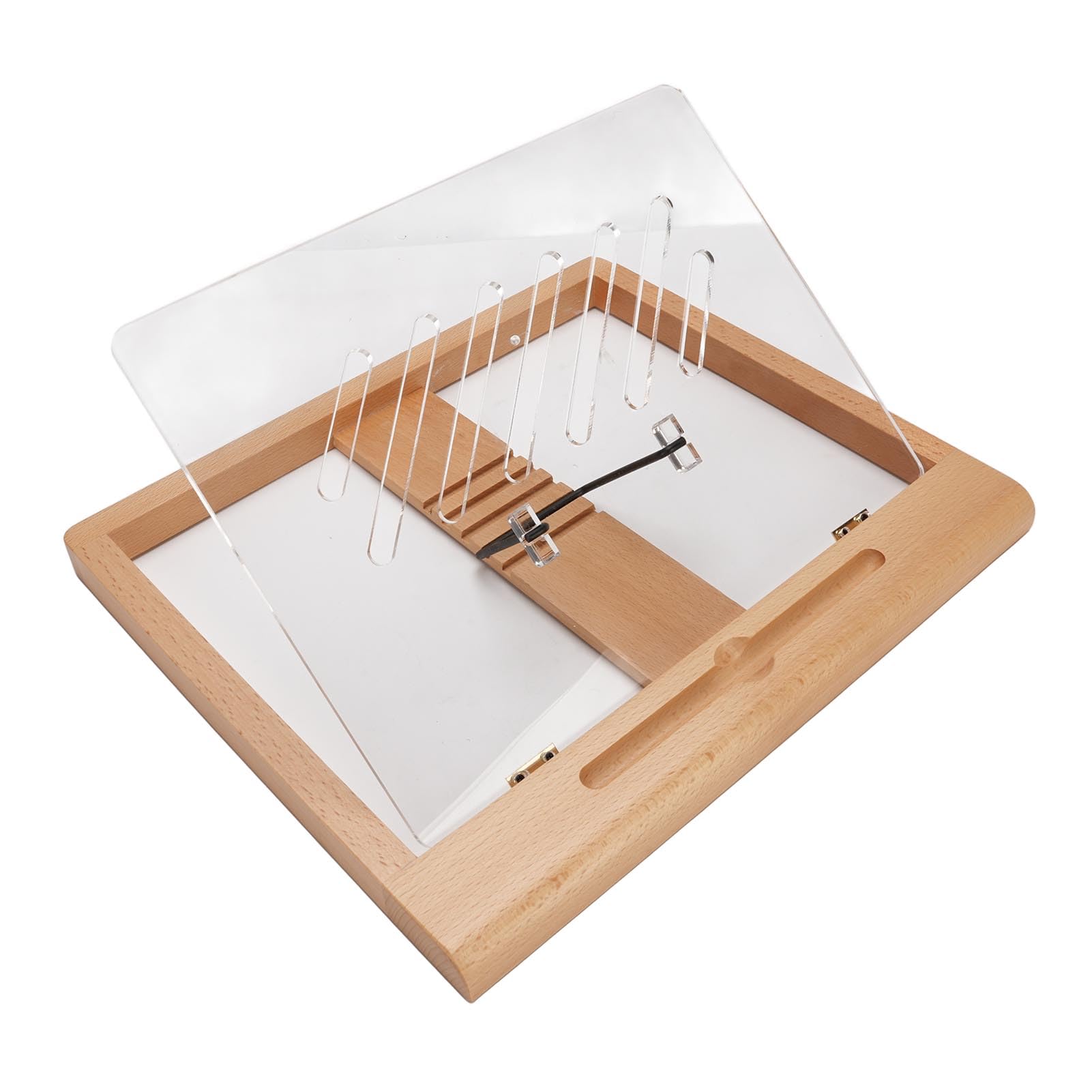 Supporto per Tablet in Legno Supporto Portatile per Disegno, Lettura, Digitazione, 5 Angolazioni, Ideale per Guardare Film, Giocare, Faggio, con Slot per Matita