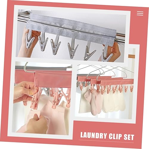 Miniatura 8 de Percha de tela plegable de 6 piezas de perchas de tela plegables Perchas de tela portátil para secadora Estante de secado plegable Clip de ropa