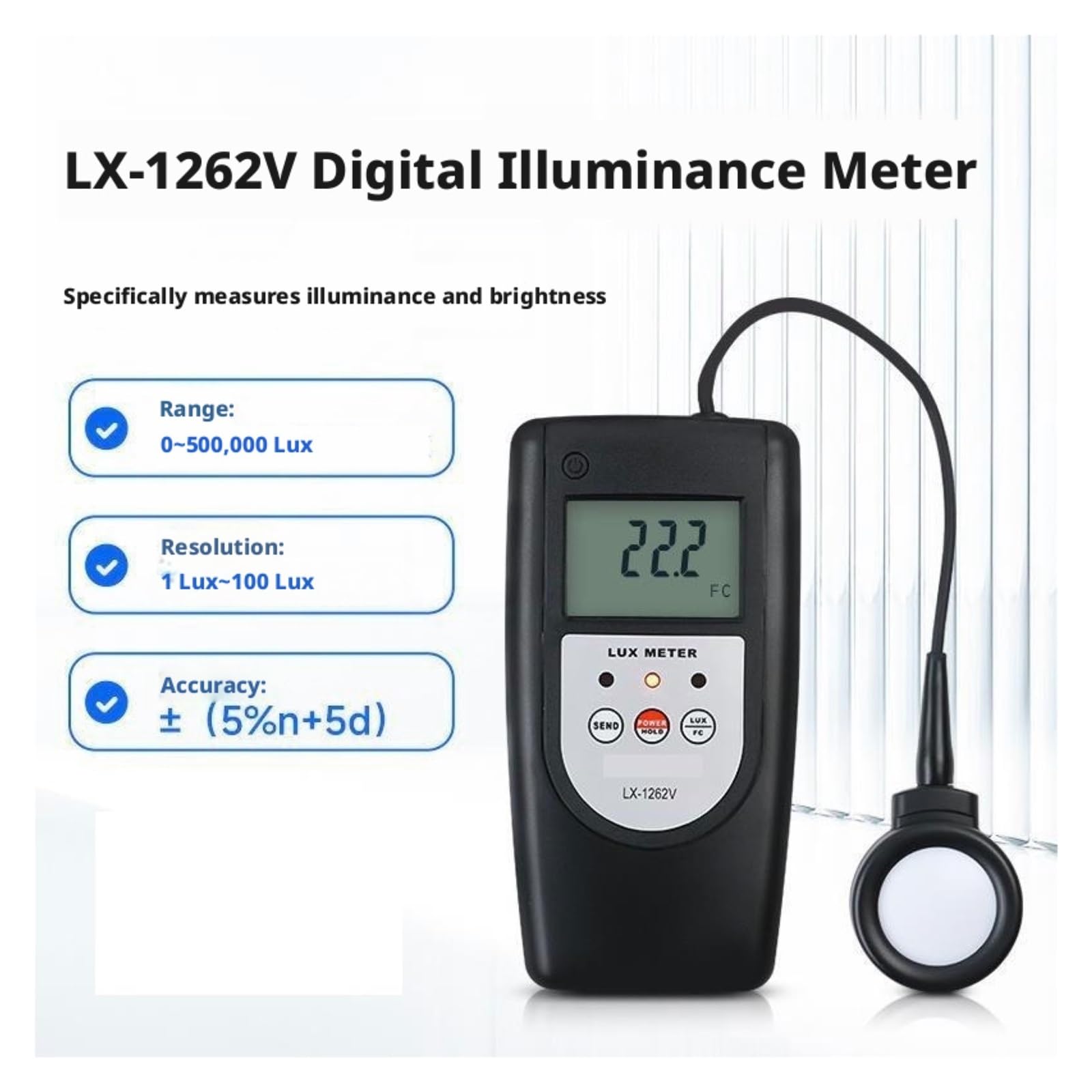 Esposimetro, Luxmetro digitale LX-1262V, esposimetro LCD portatile
