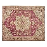 100 % laine filée à la main Tapis turc, vintage, 1,9 x 3 m, Oushak, tapis ancien, oriental, fait à la main, grand tapis décoratif