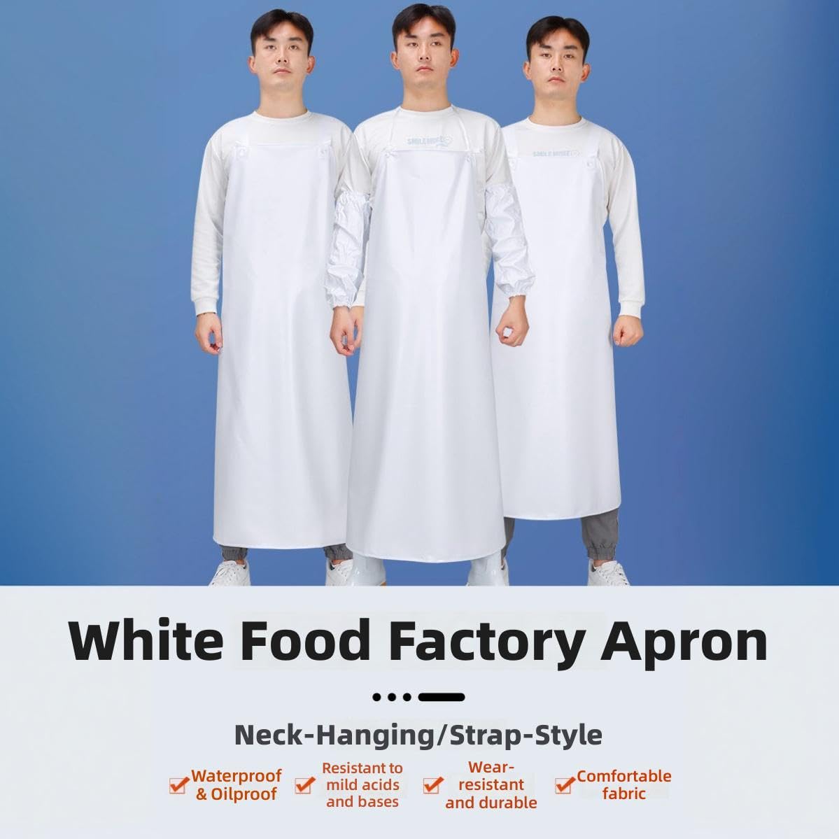 Delantal de PVC Impermeable Blanco, Pack de 10 Piezas, Delantal de Trabajo Pesado Resistente a Productos Químicos y a Prueba de Aceite, Ideal para Cocina, Lavavajillas y Uso Industrial