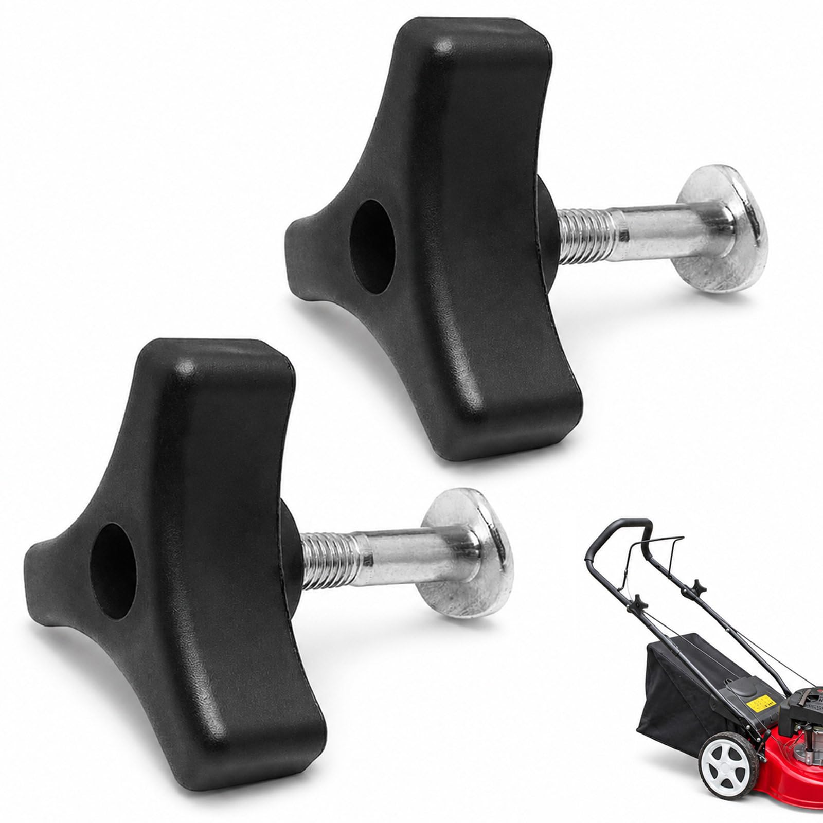 FYHJNC 2 Sets Universal Lawn Mower Handle Bolts, Heavy Duty Alloy Steel Wing Nut Fastening Screws, Black Oxide Finish 1/2-13 UNC Replacement Parts for Standard Lawnmowers