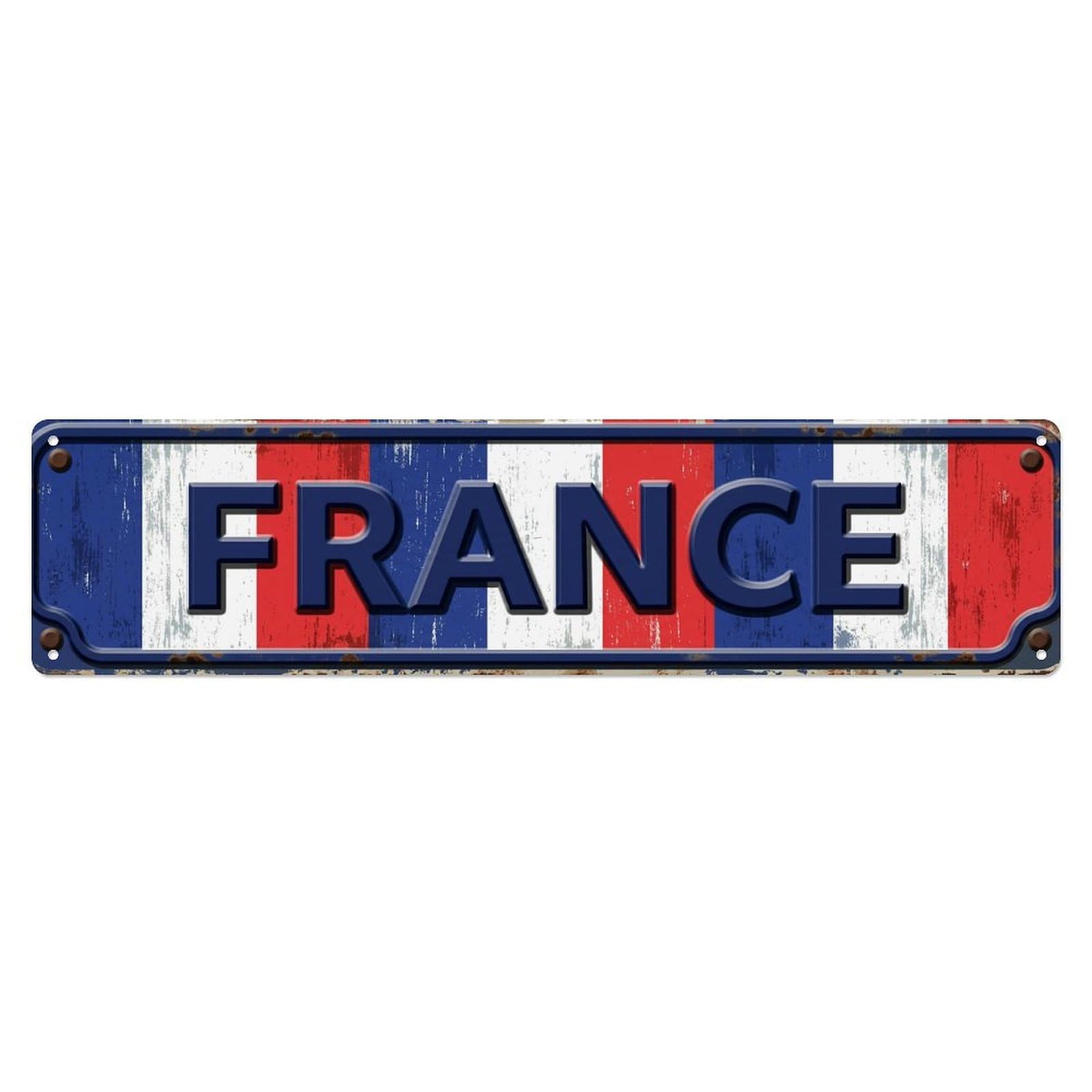 Vintage France Flag Pattern Metal Tin Sign