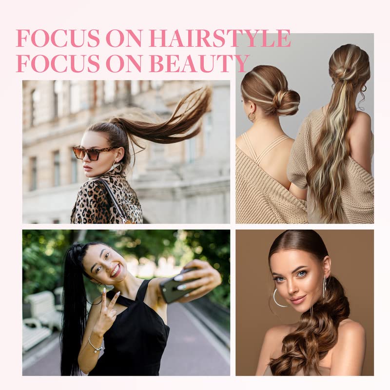 Miniatura 9 de GOO GOO Extensión de cola de caballo, cabello largo y lacio con clip, hecho a mano, cabello humano real para mujeres, extensiones de cabello de cola