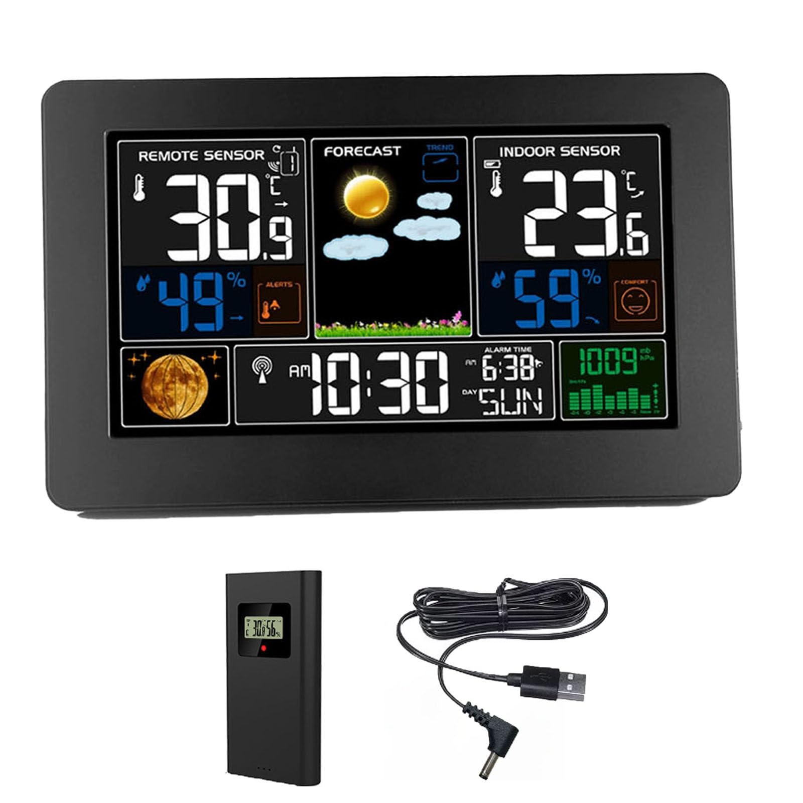 Sensore Meteorologico Esterno con Telecomando Wireless e Schermo Colori