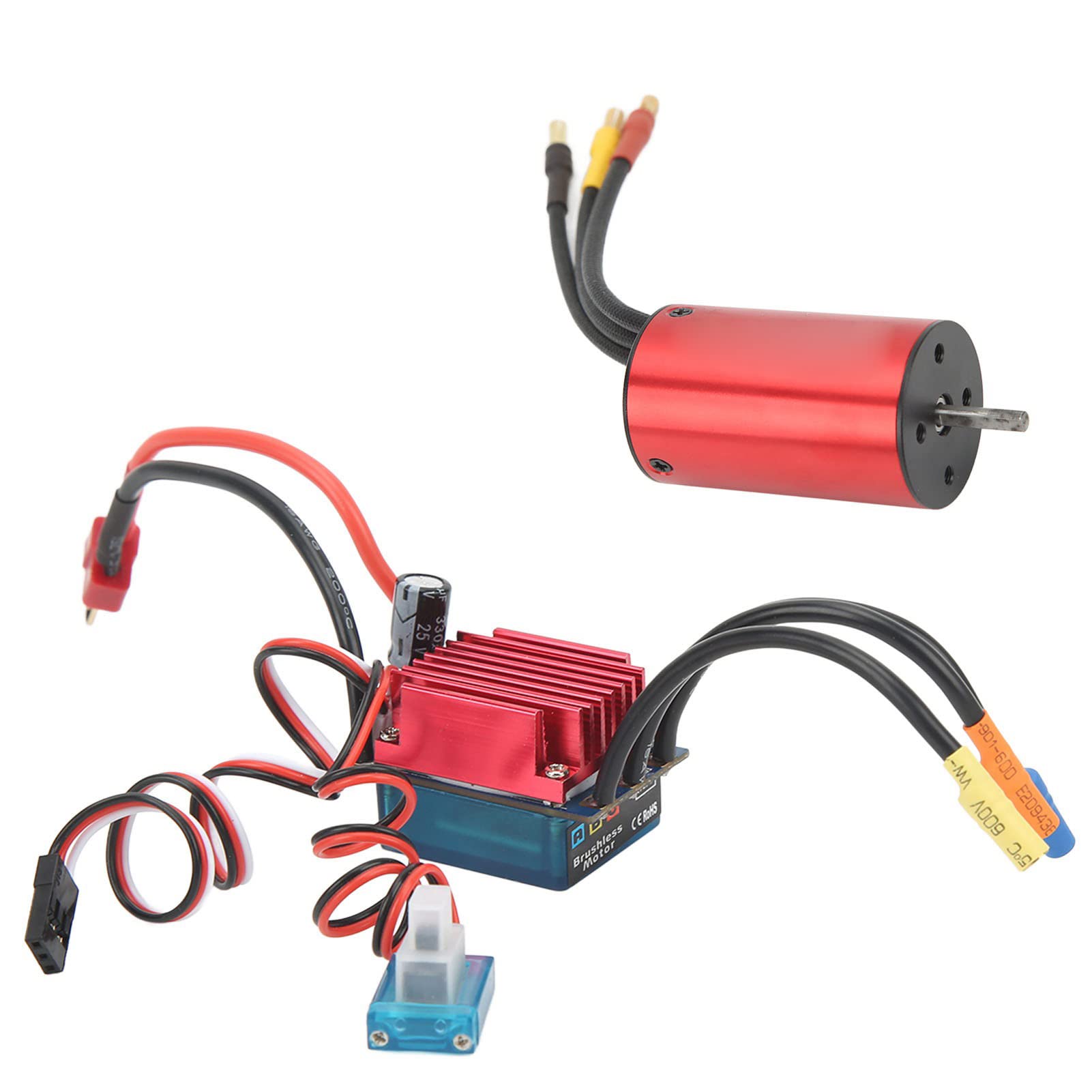 Generic Silnik Bezszczotkowy 2845 i Zestaw ESC Wodoodporny, Wysokowydajny Silnik 2800KV do Samochodów RC Czerwony Stop Aluminium 1,9 X 1, Cala