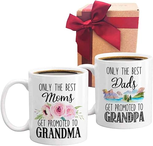 Est 2026 Promoted to Be Grandpa Grandma Mug Gifts for Grandparent, Grandma Grandpa To Be Mug Set, Pregnancy Reveal Anunciement Mug Gifts Baby Reveal