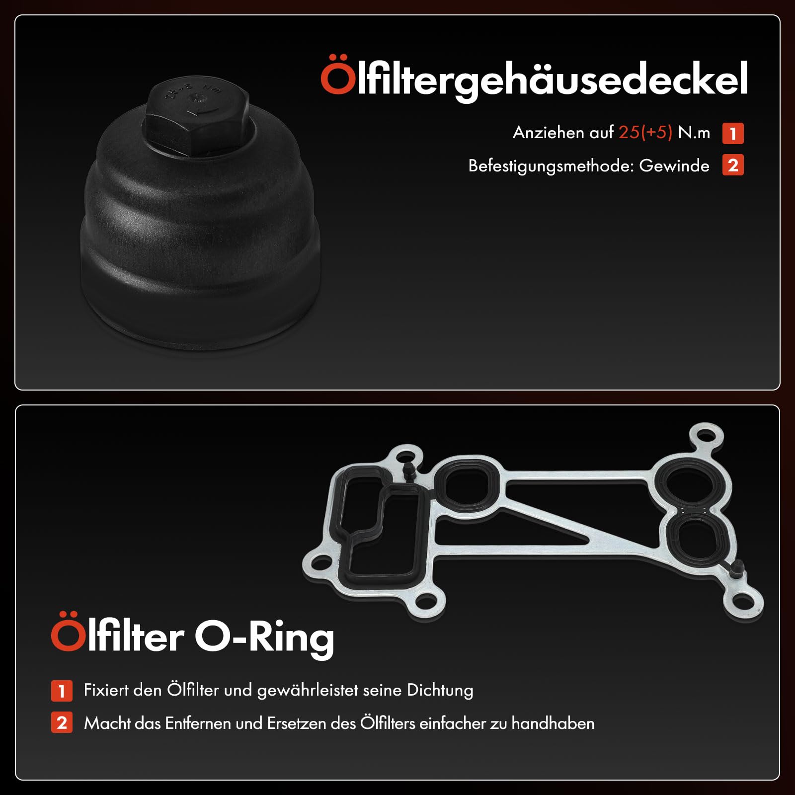Frankberg Ölkühler Motoröl Ölfiltergehäuse Diesel Kompatibel mit 1er F20 F21 3er E90 F30 F80 2 Coupe F22 F87 5er F10 X1 E84 Replace# 11427800066