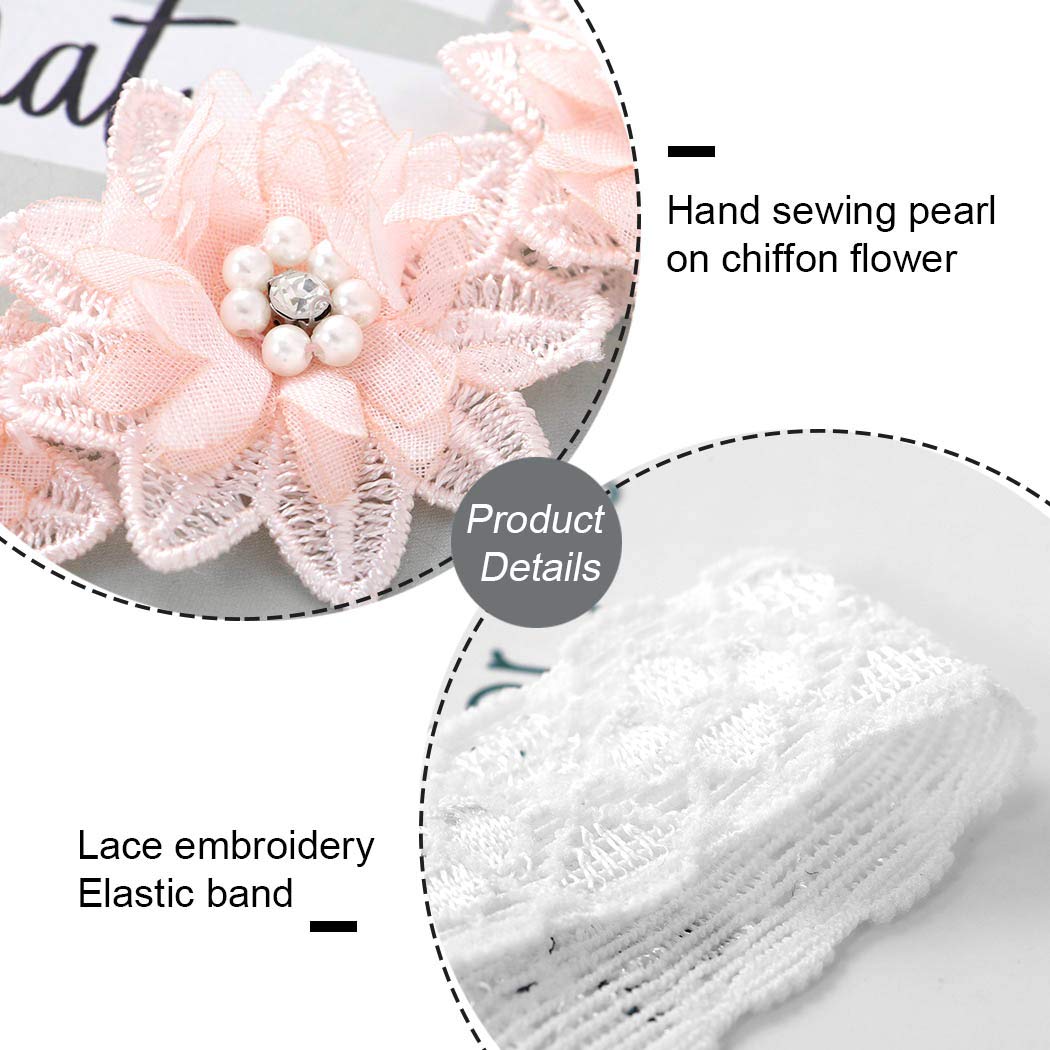 IYOU Lot de 3 bandeaux à fleurs pour bébé fille avec ruban gros-grain en simili cuir et étoiles Pour les fêtes et les mariages