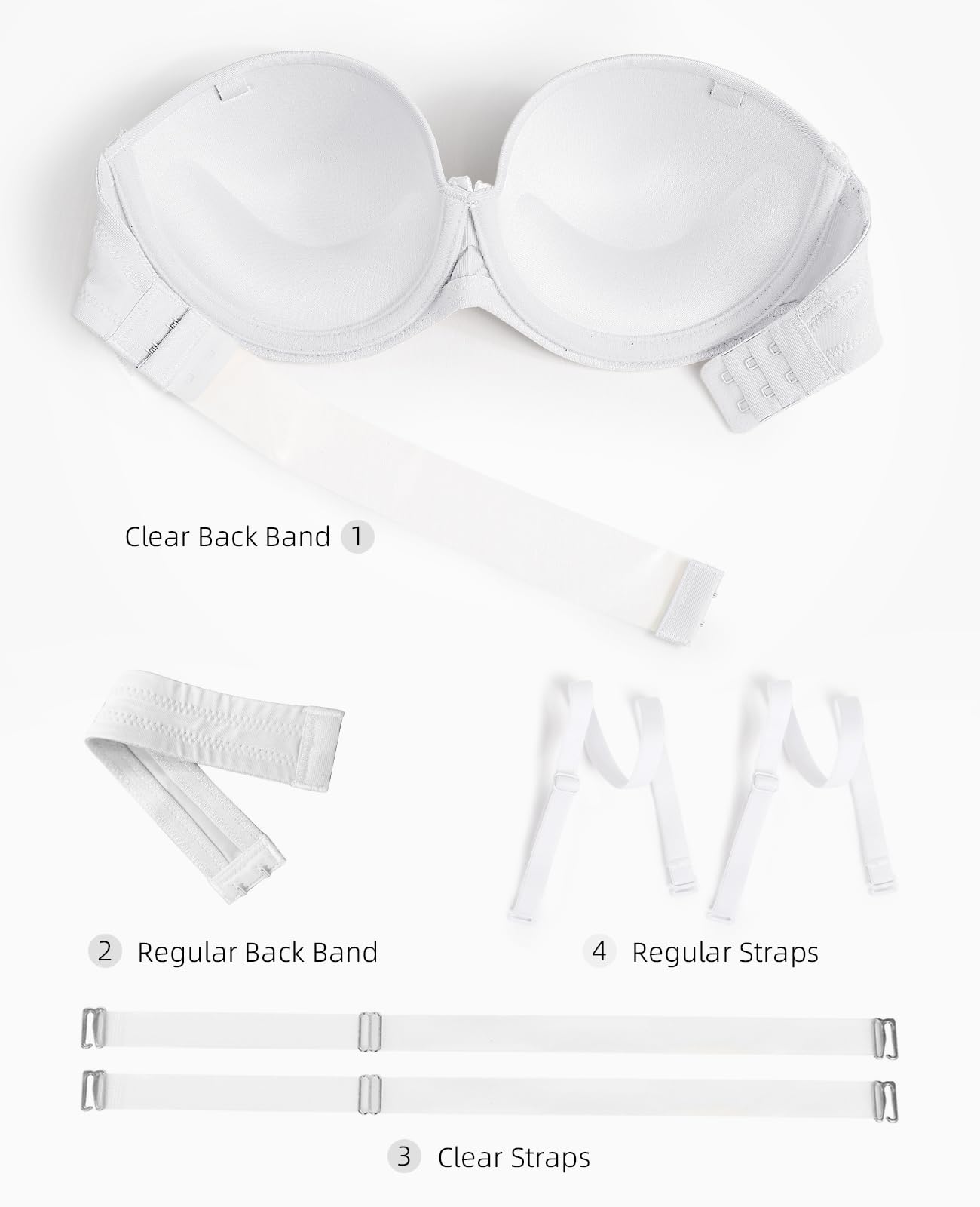 YANDW Reggiseno da donna senza spalline con spalline trasparenti e