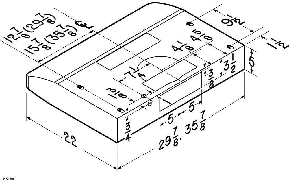 Dimensional diagram of Broan ALT230BL range hood with measurements
