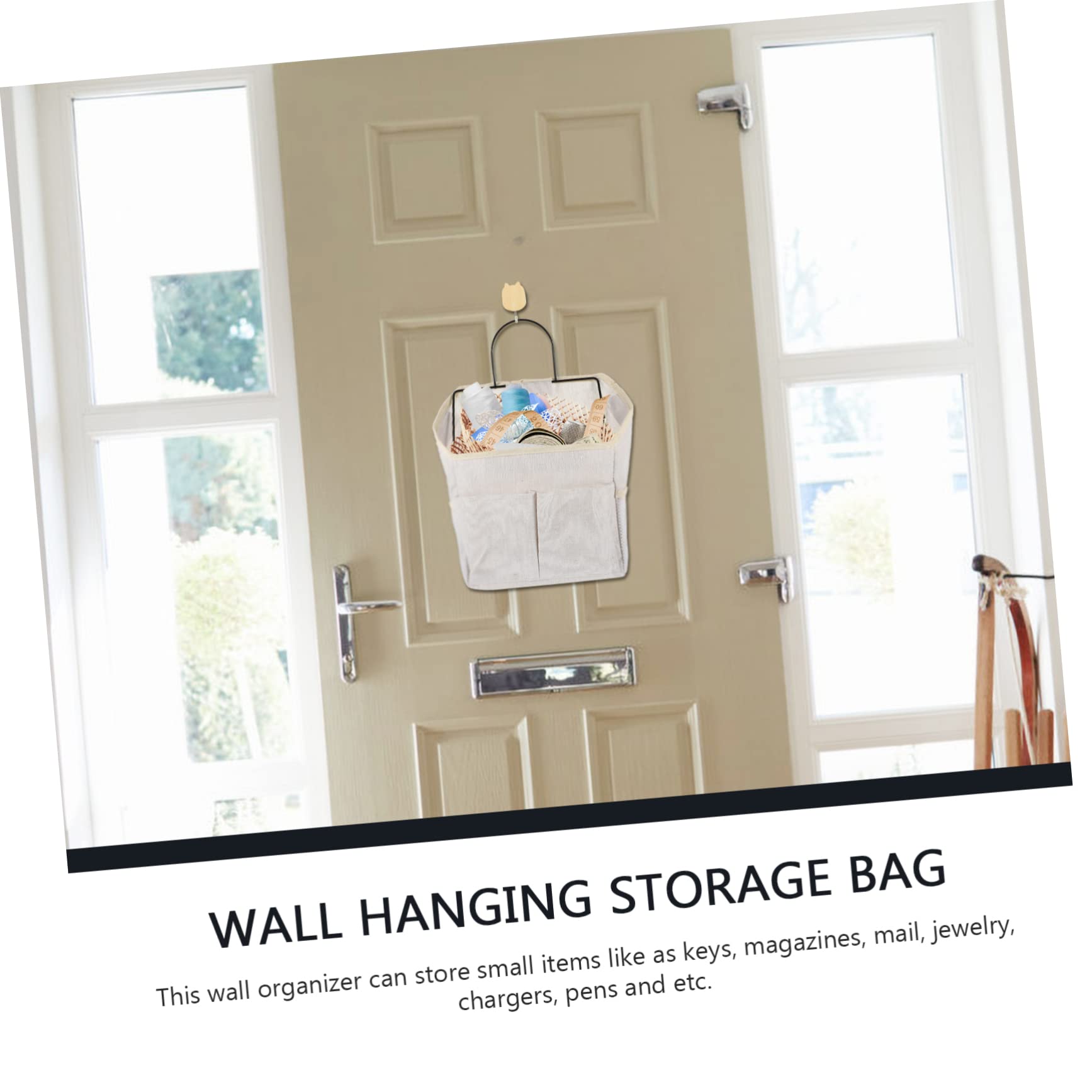 POPETPOP 2 Stück Wand Hängeorganizer aus Segeltuch mit Seitentaschen Platzsparend und Praktisch für Tür oder Schlafzimmer Beige