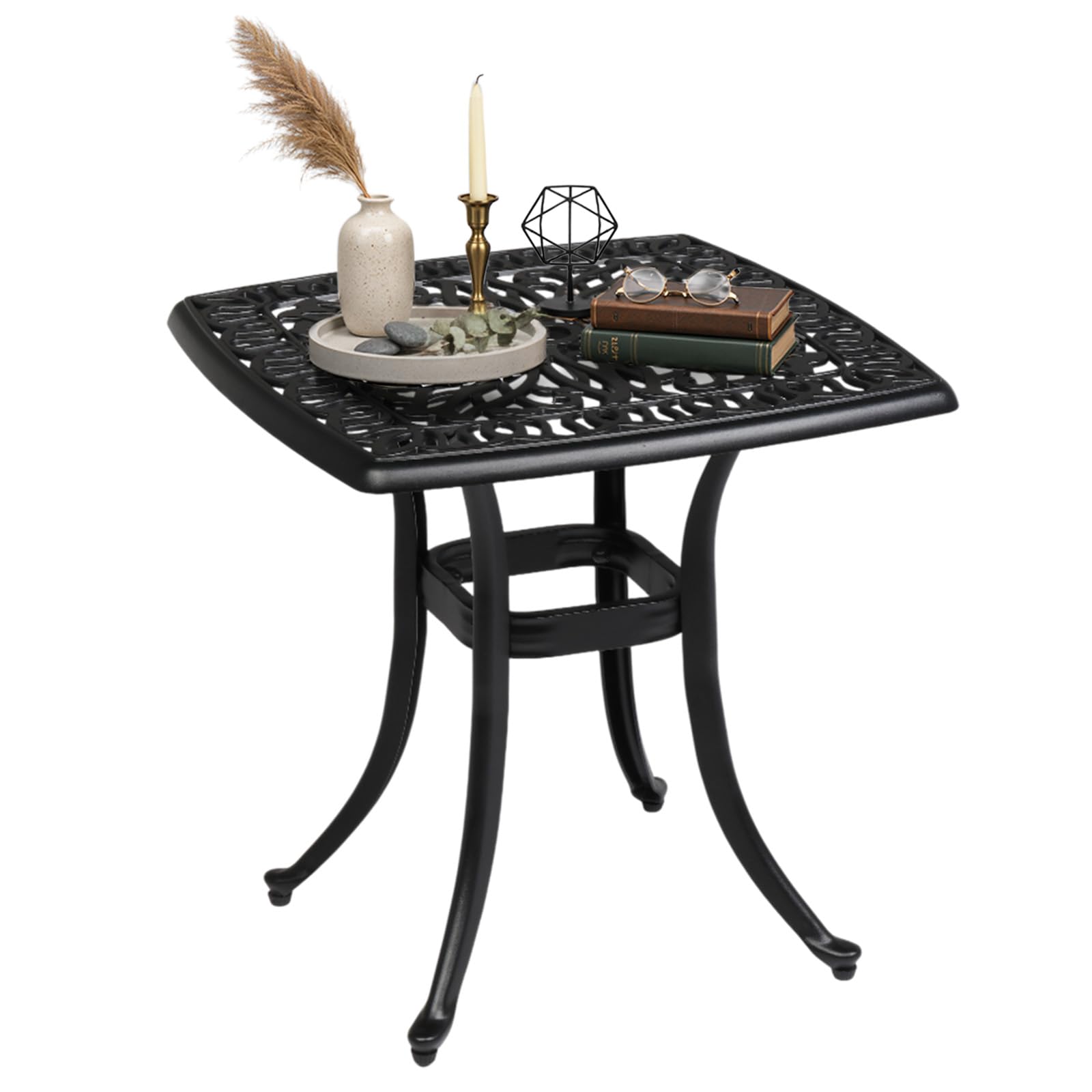 VINGLI Cast Aluminum Side Table Black