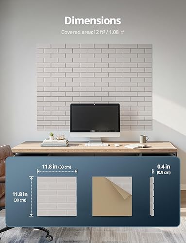 Miniatura 9 de Kuchoow - Paquete de 12 paneles acústicos de pared, paneles decorativos autoadhesivos absorbentes de sonido de alta densidad para pared, puerta y