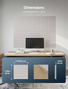 Acoustic Wall Panels, Brick Pattern Peel and Stick Sound Absorbing Panel for Ceiling, Door, Pared, 12 Pack 12"x12"x0.4", Beige Decorative Self Adhesive Wall Tiles for Recording Studio, Room