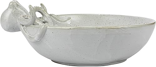 Miniatura 3 de Creative Co-Op Esmalte reactivo del pulpo del gres de 13,75 pulgadas, cuenco moteado blanco