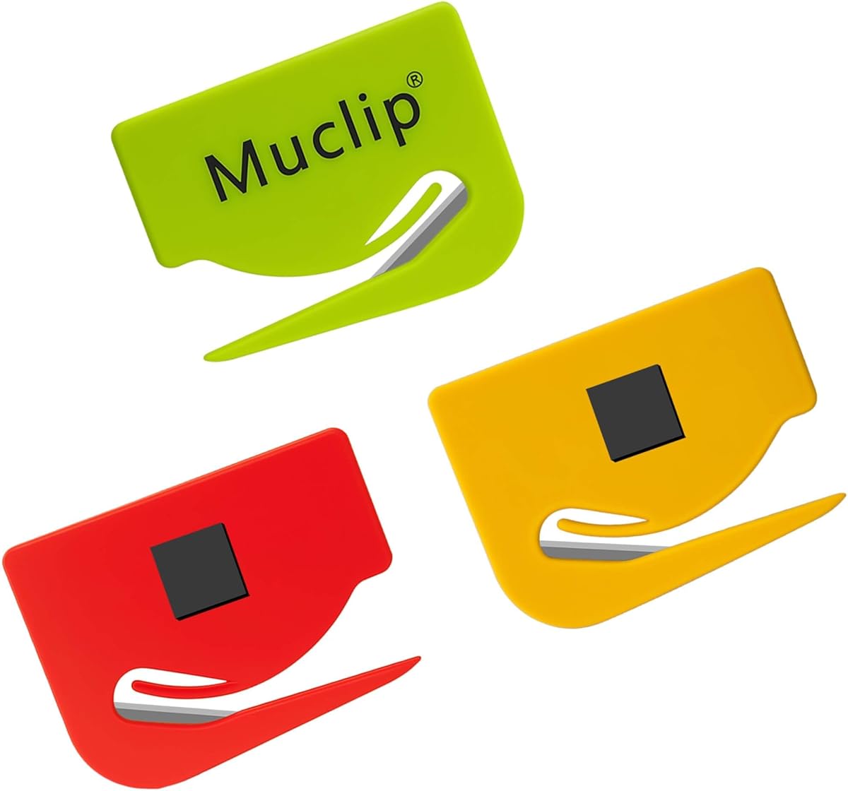 3 Pack Magnetic Letter Opener Kit - Safety Envelope Slitter with Hidden Blade & ABS Grip,6 Colors Envelope Opener for Letter,Mail,Packages,Office,Home (Includes 3 Magnetic Stickers)